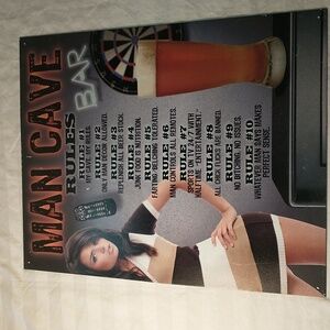 Metal Man Cave Rules Sign